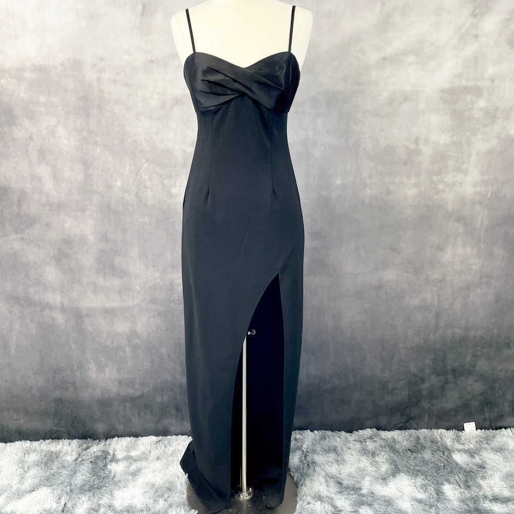 DB Studio Maxi Dress Women Size 4 High Slit Twist Front Formal Prom Gala Y2K 90s